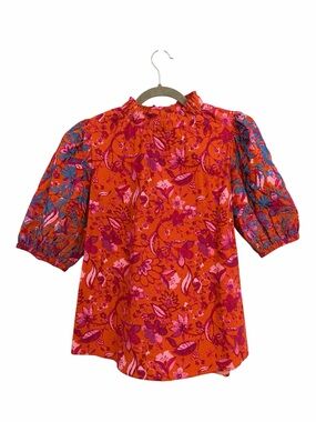 HAILEY & CO. M Puff-Sleeved Floral Top